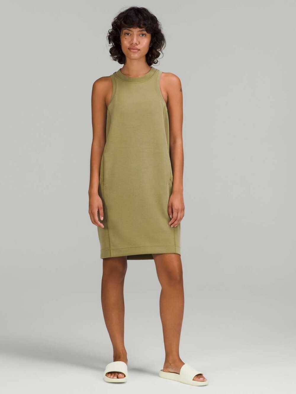 Lululemon Softstreme Back In Action Dress in Bronze Green
